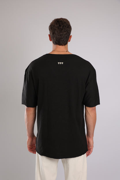 חולצה קצרה כותנה -שחור