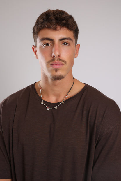 חולצה קצרה כותנה - חום