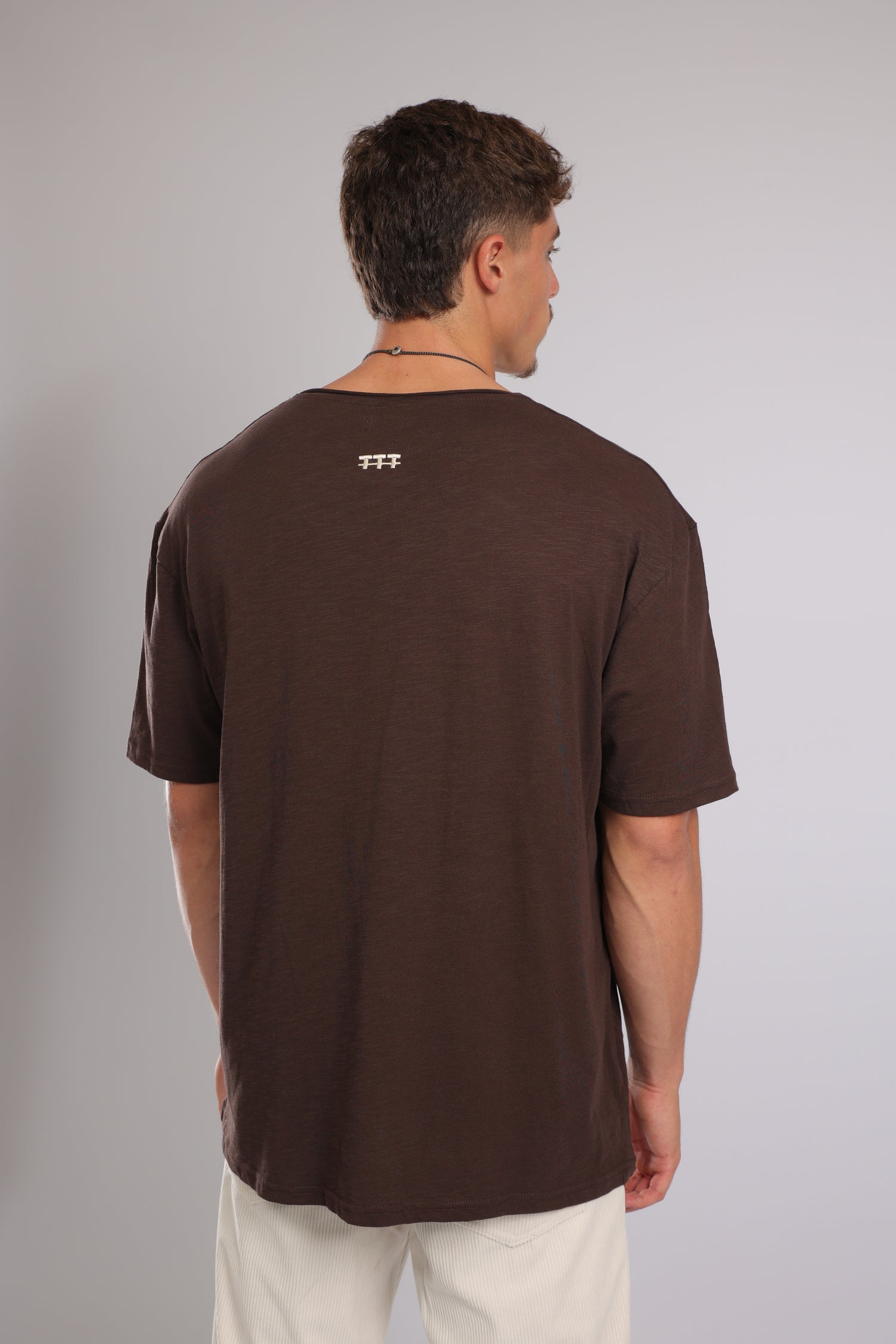 חולצה קצרה כותנה - חום