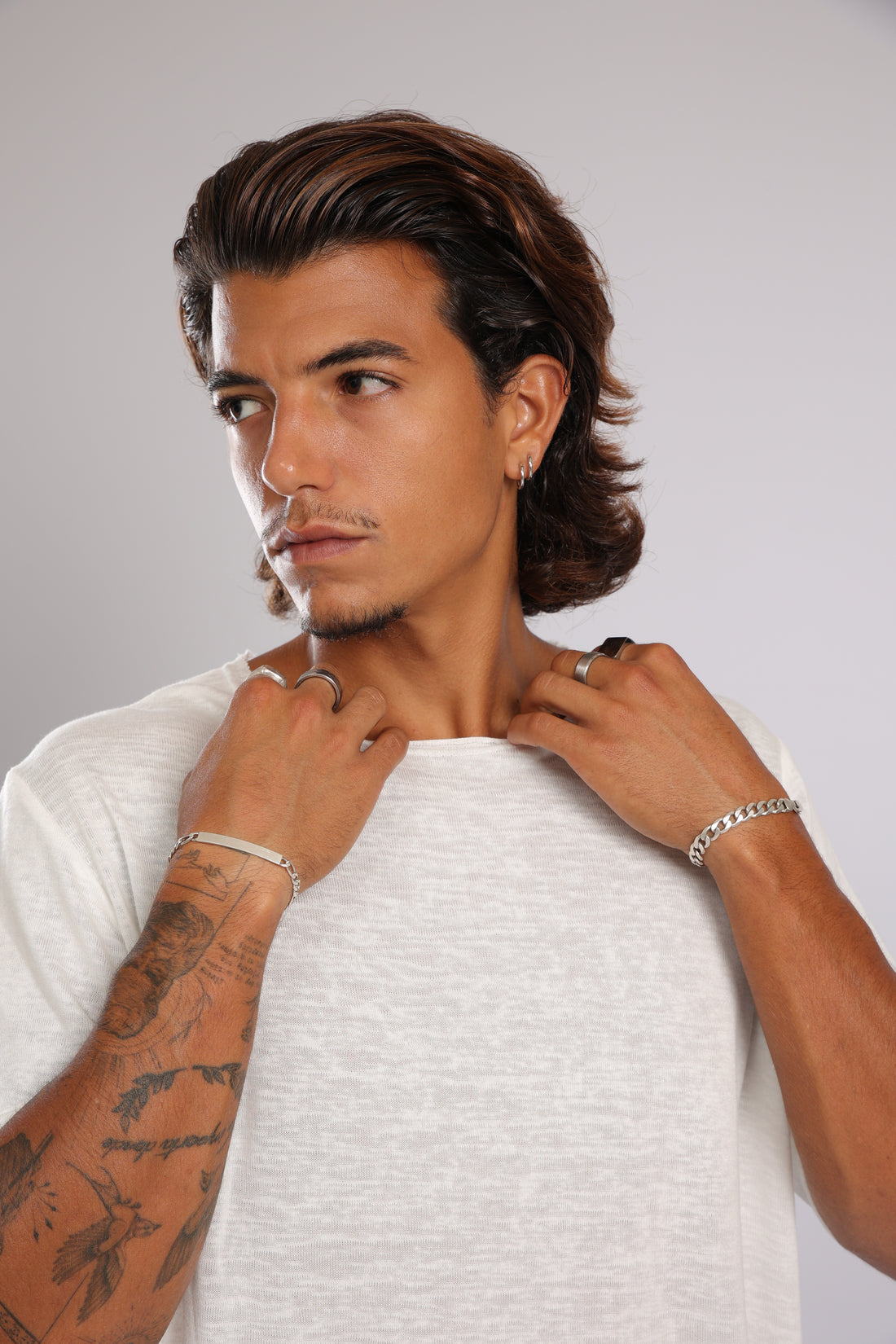 חולצה קצרה פשתן - שמנת בהירה