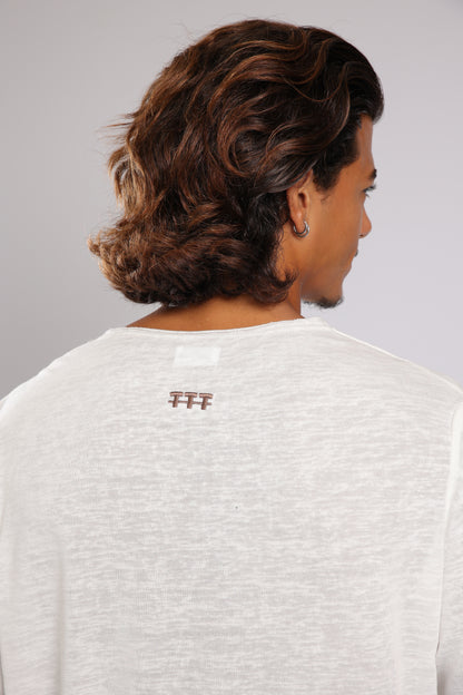 חולצה קצרה פשתן - שמנת בהירה