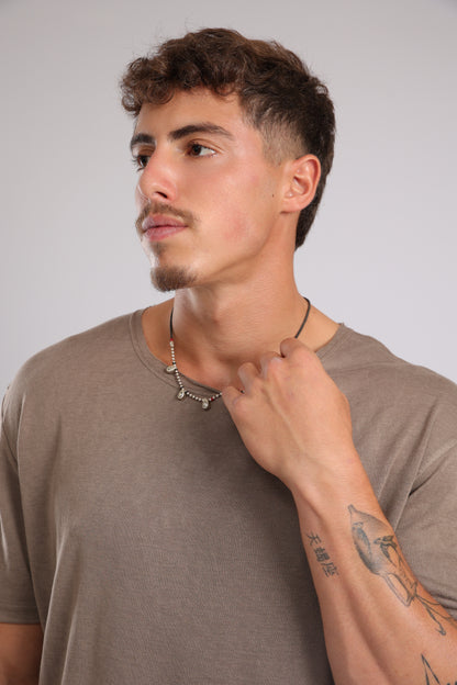 חולצה קצרה פשתן - חום