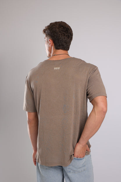 חולצה קצרה פשתן - חום