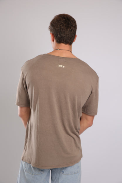 חולצה קצרה פשתן - חום