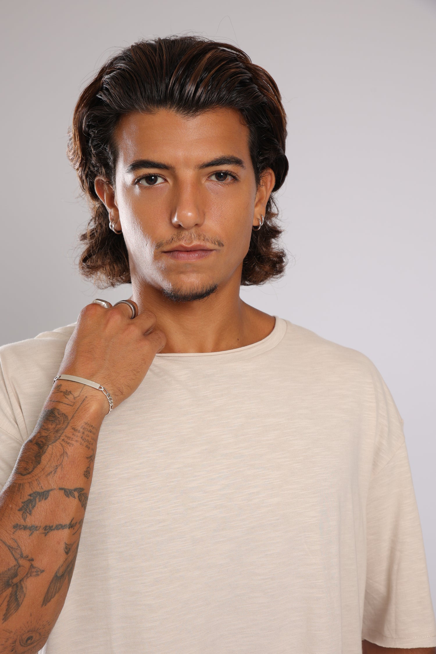 חולצה קצרה כותנה - אבן