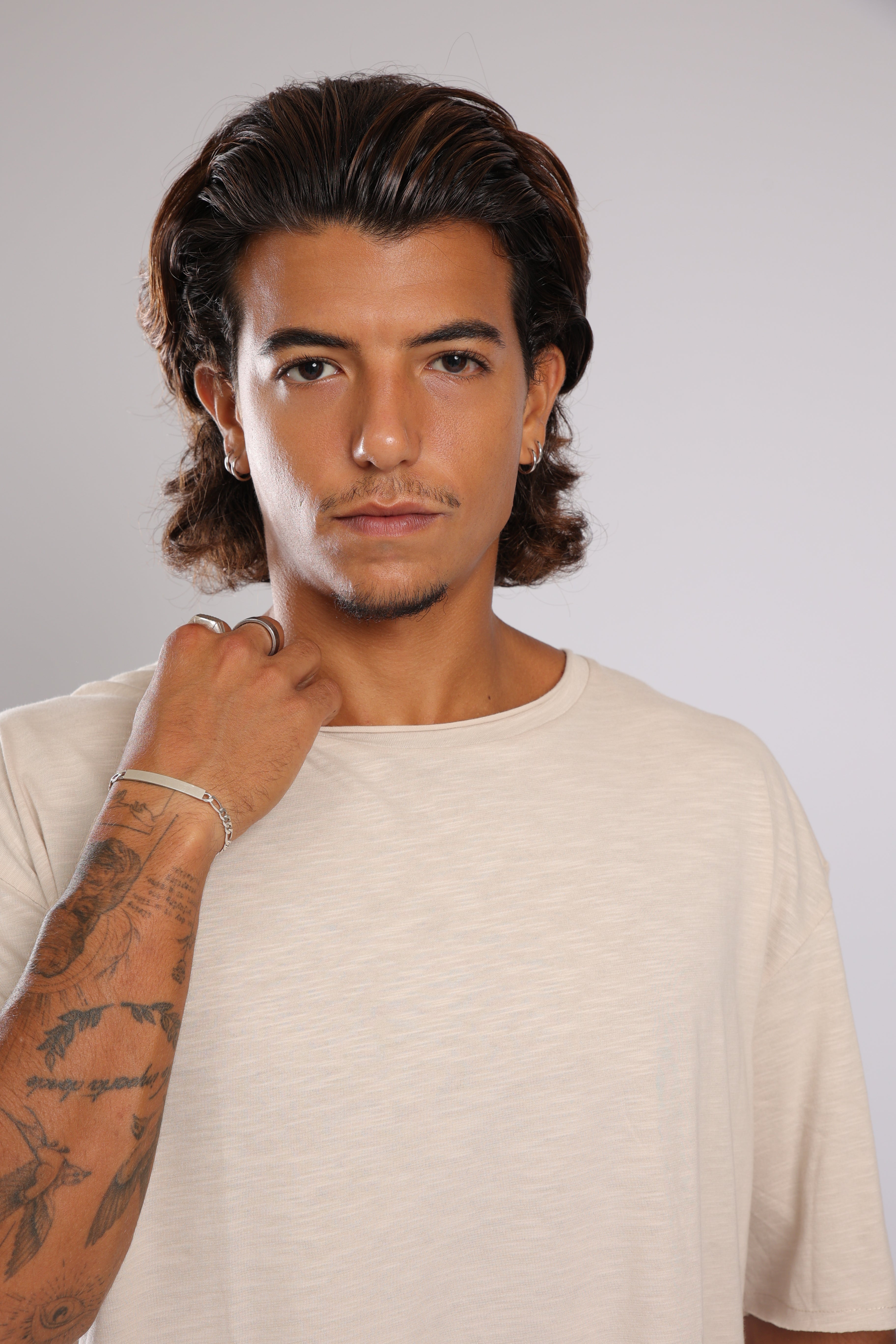 חולצה קצרה כותנה - אבן