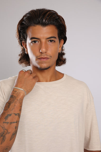 חולצה קצרה כותנה - אבן