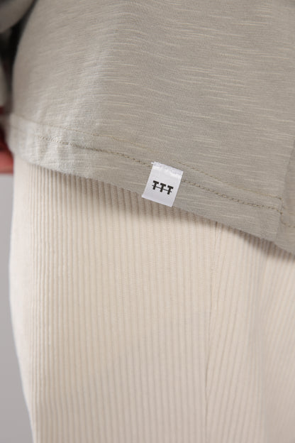 חולצה ארוכה כותנה - אפור זית