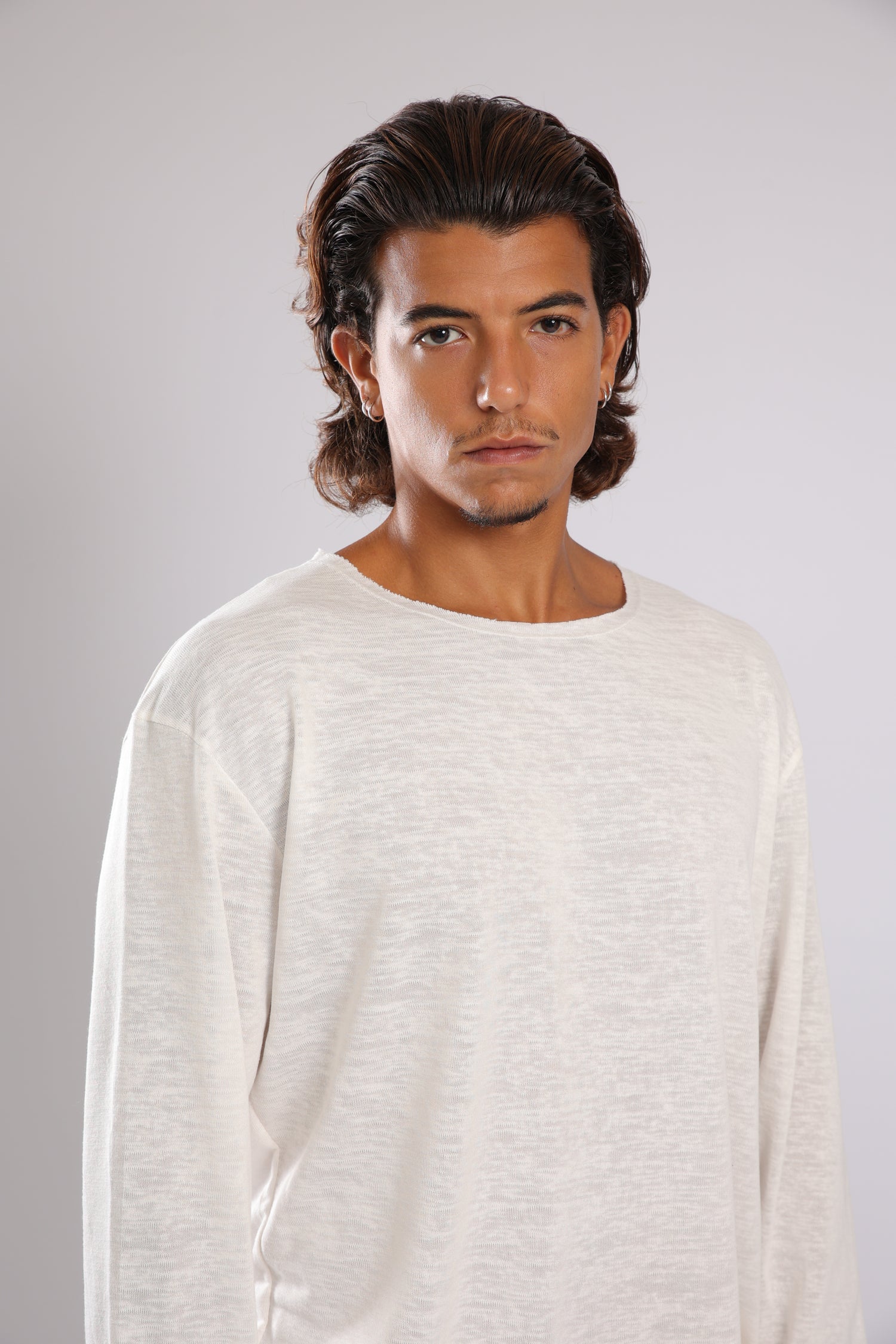 חולצה ארוכה פשתן - לבן