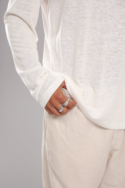 חולצה ארוכה פשתן - לבן