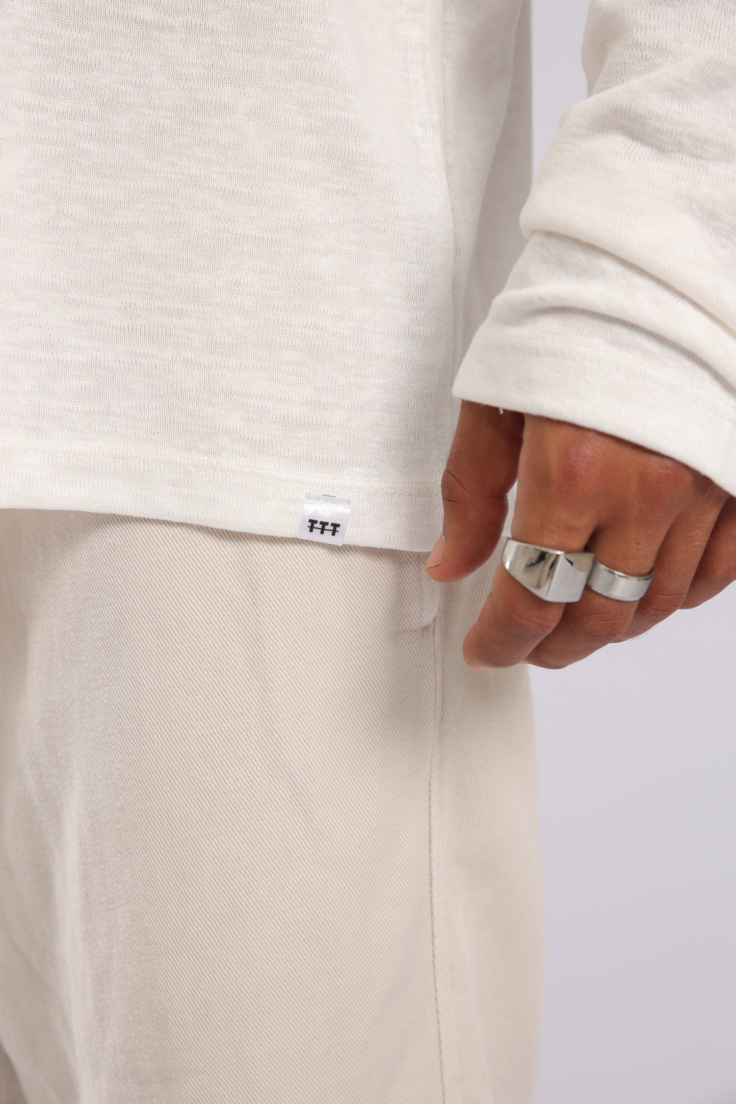 חולצה ארוכה פשתן - לבן