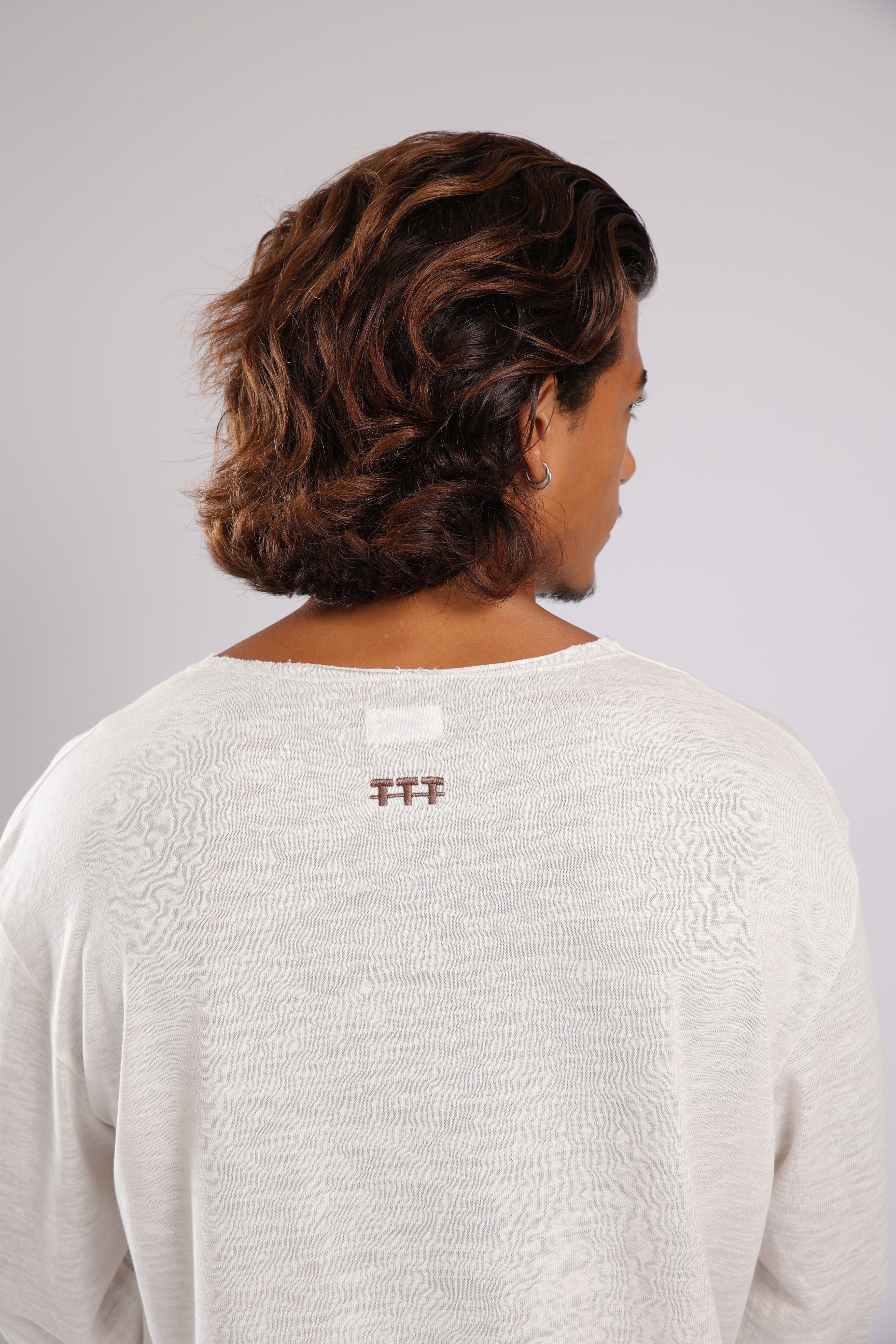 חולצה ארוכה פשתן - לבן