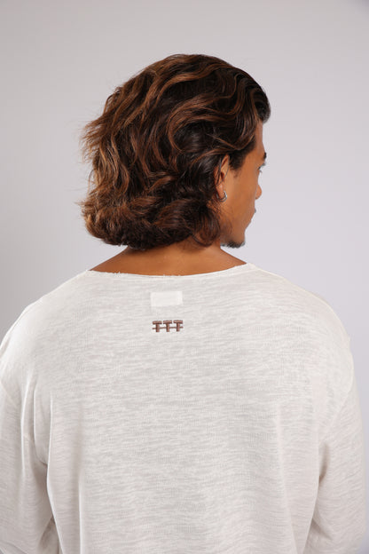 חולצה ארוכה פשתן - לבן