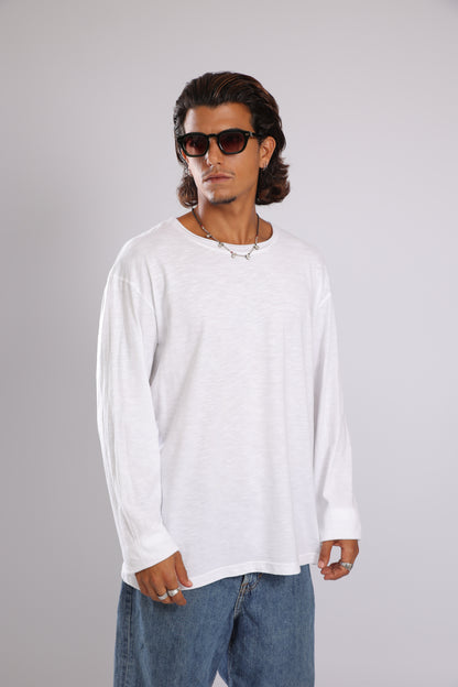 חולצה ארוכה כותנה - לבן