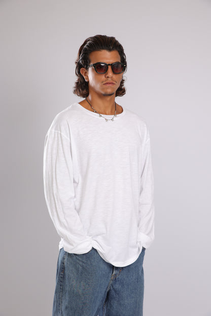 חולצה ארוכה כותנה - לבן